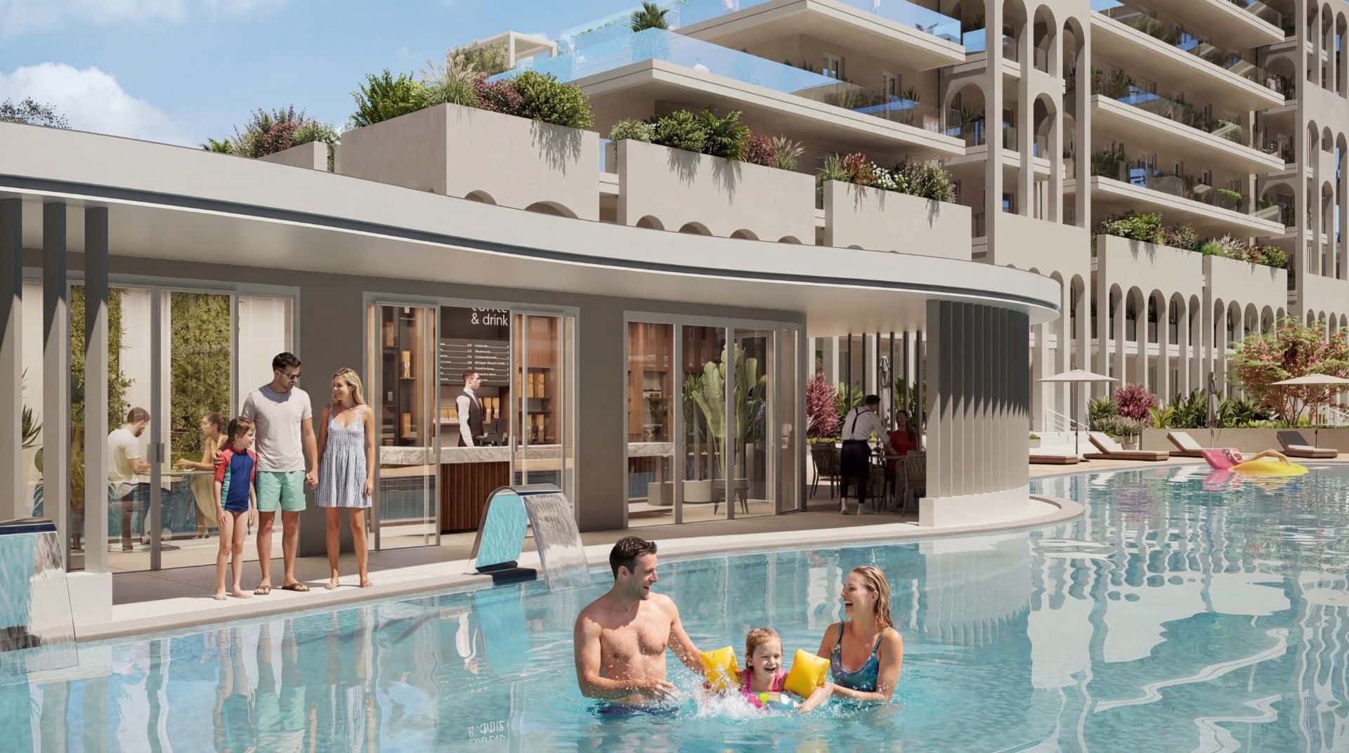 Бар и бассейн в инфраструктуре Sun Garden