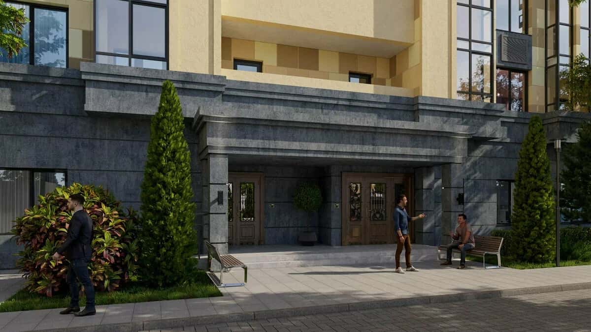 Визуализация входа в жилую секцию комплекса Центральный