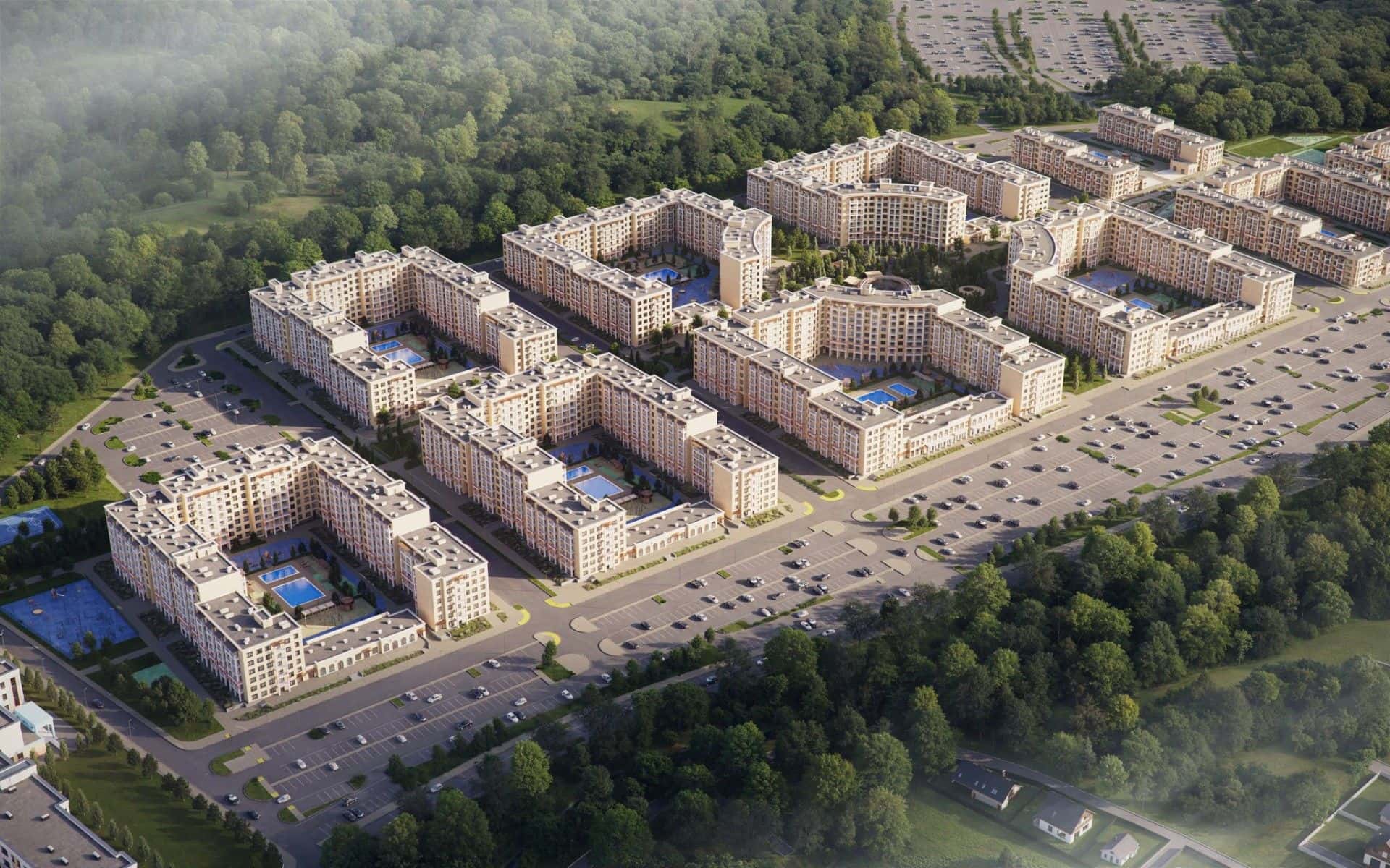Архитектурная концепция квартала ЖК «Кипарис» с высоты