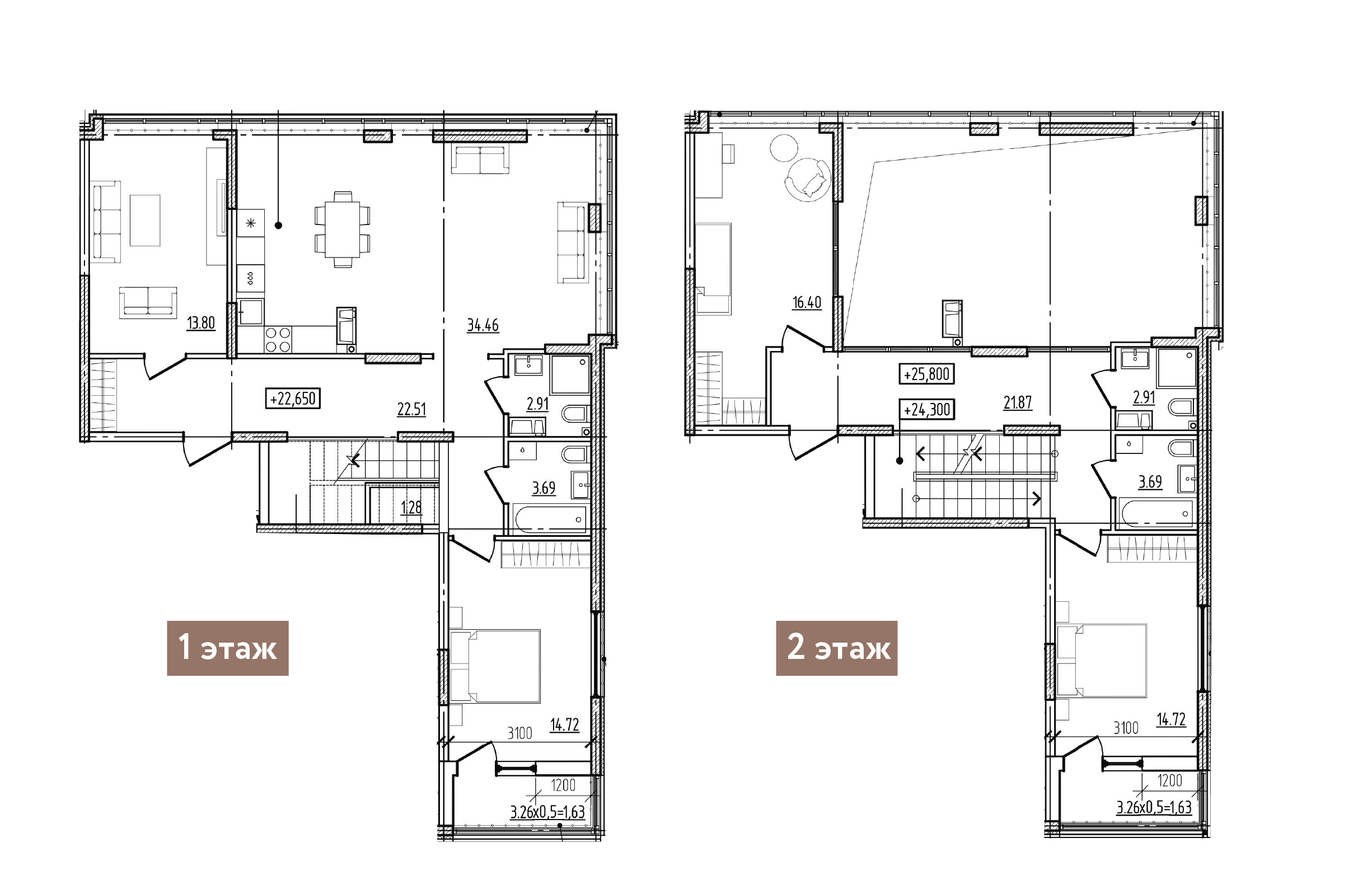 Планировка: 4-комнатная 167,95 м² в ЖК Моренуар